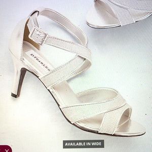 Glitter crisscross strap mid-heels